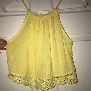 Halter yellow crop top